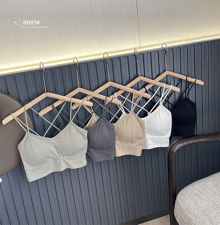 New Arrival Women's Pure Cotton Camisole with Chest Pads Crop Top Cross Shoulder Straps Beautiful Back Slim Fit Sexy Short Tank Top Solid Color Sexy Girls' Suspended Vest