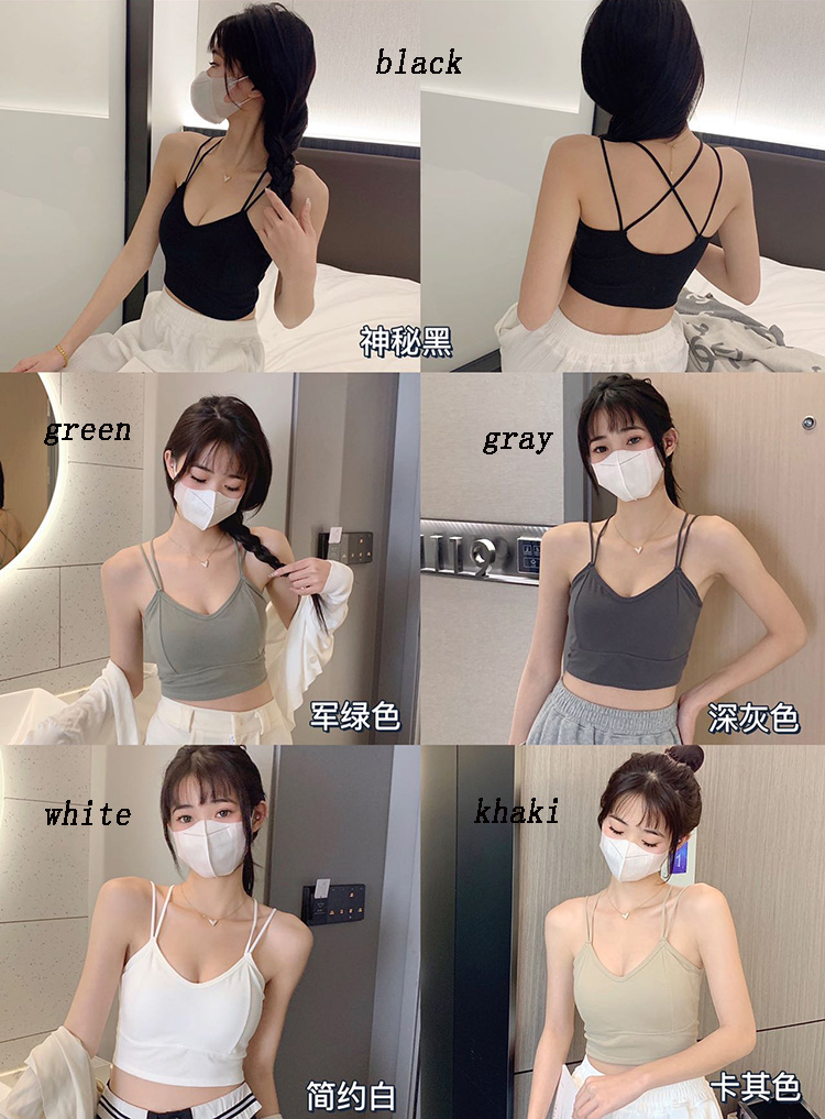 New Arrival Women's Pure Cotton Camisole with Chest Pads Crop Top Cross Shoulder Straps Beautiful Back Slim Fit Sexy Short Tank Top Solid Color Sexy Girls' Suspended Vest