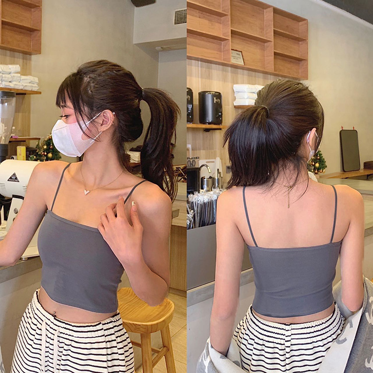 New Arrival Women's Pure Cotton Camisole with Chest Pads Wrap Chest Spaghetti Strap Camisole Beautiful Back Slim Fit Sexy Short Tank Top Solid Color Sexy Girls' Suspended Vest