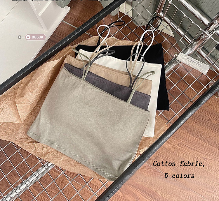 New Arrival Women's Pure Cotton Camisole with Chest Pads Wrap Chest Spaghetti Strap Camisole Beautiful Back Slim Fit Sexy Short Tank Top Solid Color Sexy Girls' Suspended Vest