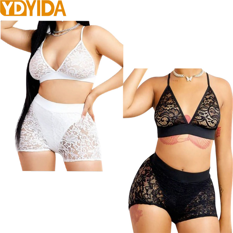 2Pcs/Set New Arrival Ladies Sexy Lingerie Bra+Underpant Large Size Lace Underwear Women Sexy Mesh Perspective Lace Bra Brief Sets Sexy Lace Bra And Sexy Lace Underpants Suit