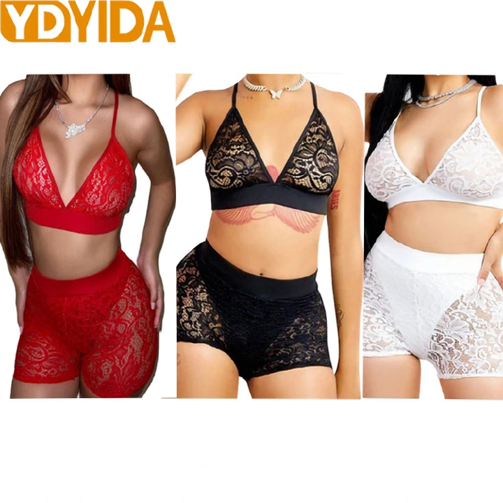 2Pcs/Set New Arrival Ladies Sexy Lingerie Bra+Underpant Large Size Lace Underwear Women Sexy Mesh Perspective Lace Bra Brief Sets Sexy Lace Bra And Sexy Lace Underpants Suit