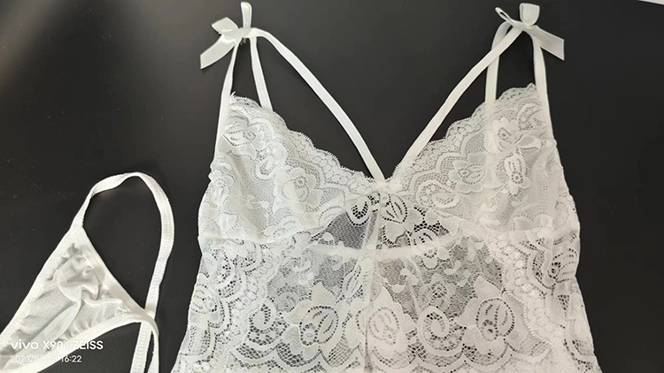 New Arrival 2Pcs/Set Women Sexy Lace Sling Lingerie High Quality Ladies' Sexy Deep V Nightdress Large Size Fashion Sexy Beauty Back Perspective Pleasant Pajamas