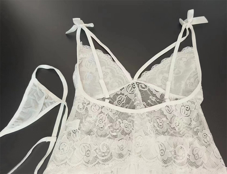 New Arrival 2Pcs/Set Women Sexy Lace Sling Lingerie High Quality Ladies' Sexy Deep V Nightdress Large Size Fashion Sexy Beauty Back Perspective Pleasant Pajamas