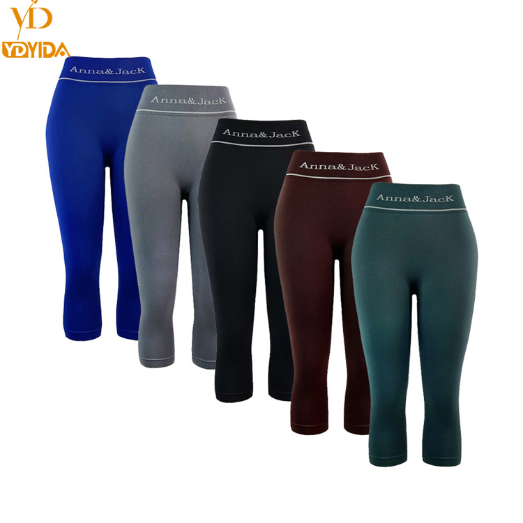2Pcs Women Elastic Compression Sportwear Seamless Yoga Leggings  3/4 Leggings Skin Friendly Yoga Pants Gym Tights Sport  Pants