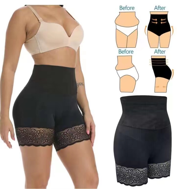 High Quality Women Abdominal Slimming Tummy Control Shapewear Butt Lifting Ice Silk Shapewear Avoid Upskirt Safty Pants Render Panties Lace Short Pants Bottom Underwear