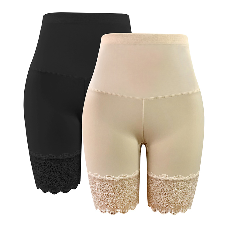 High Quality Women Abdominal Slimming Tummy Control Shapewear Butt Lifting Ice Silk Shapewear Avoid Upskirt Safty Pants Render Panties Lace Short Pants Bottom Underwear