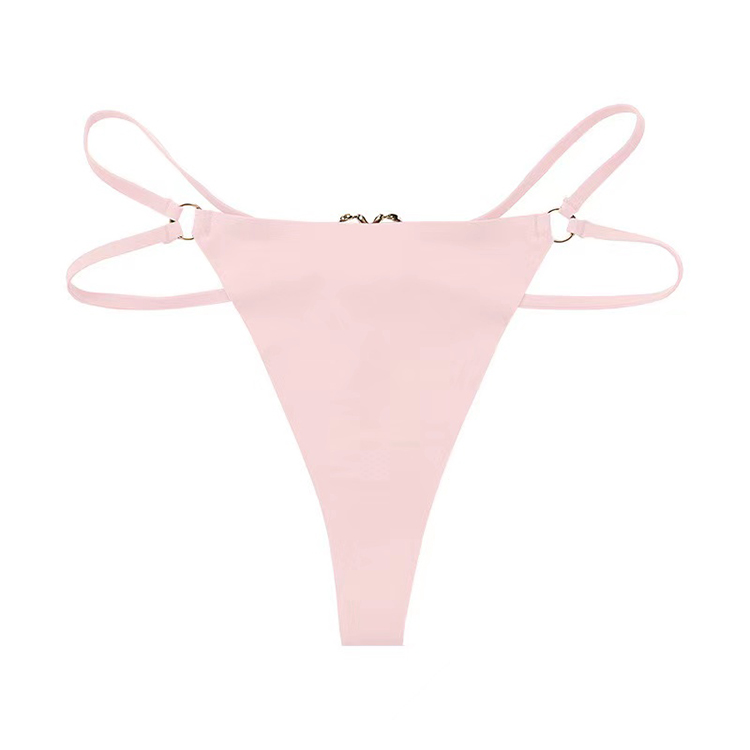 2Pcs New Arrival Sexy Women's Thong Girl's Sexy Triangle Underwear With Heart Ring Buckle And Thin Strap Fashionable Women's Panties