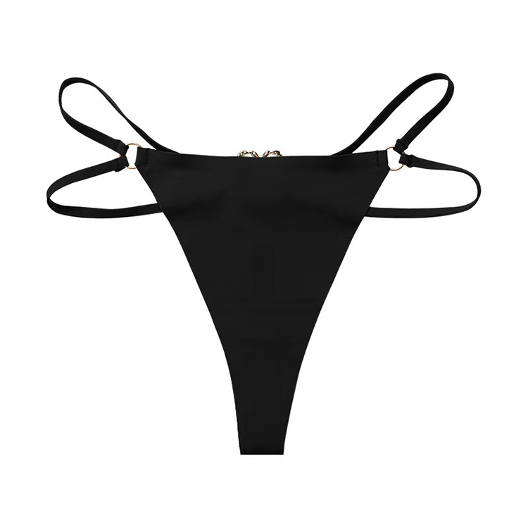 2Pcs New Arrival Sexy Women's Thong Girl's Sexy Triangle Underwear With Heart Ring Buckle And Thin Strap Fashionable Women's Panties