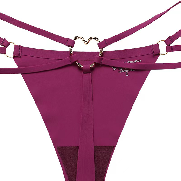 2Pcs New Arrival Sexy Women's Thong Girl's Sexy Triangle Underwear With Heart Ring Buckle And Thin Strap Fashionable Women's Panties