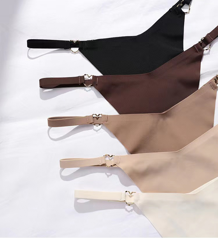 2Pcs New Arrival Sexy Women's Lingerie Ice Silk Thong Seamless Ice Silk Sexy Breathable Girl Triangle Panties With Metal Loop Buckle And Thin Strap Women's Pure Cotton Crotch Underwear