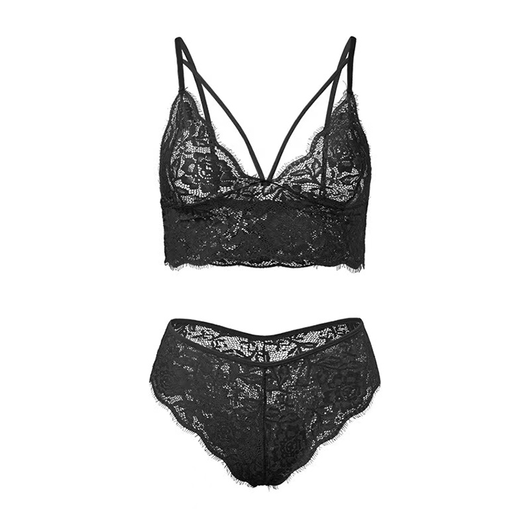 2Pcs/Set New Arrival Women's Sexy Lace Lingerie Set Thin and Large Size Sexy Lace Bra Underwear Set Lace Perspective  Lingerie Sets