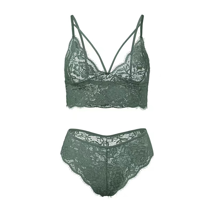 2Pcs/Set New Arrival Women's Sexy Lace Lingerie Set Thin and Large Size Sexy Lace Bra Underwear Set Lace Perspective  Lingerie Sets