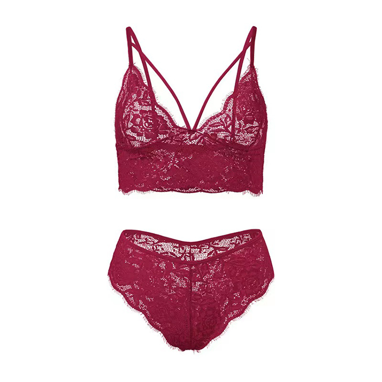 2Pcs/Set New Arrival Women's Sexy Lace Lingerie Set Thin and Large Size Sexy Lace Bra Underwear Set Lace Perspective  Lingerie Sets