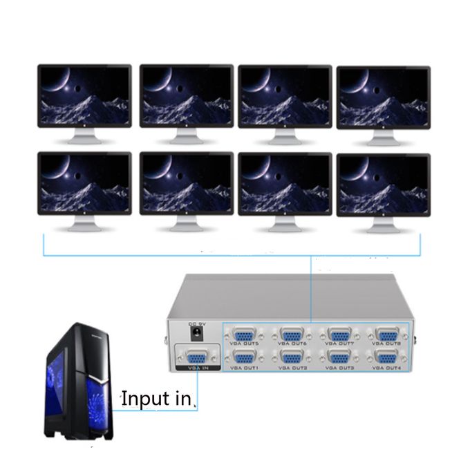 Way Outs VGA Video Splitter Amplifier 1 In 8 Out