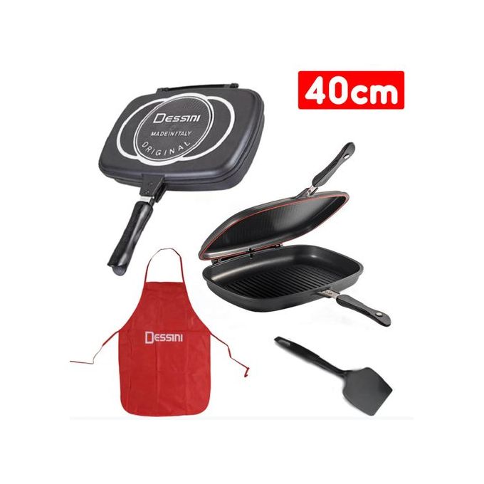 Dessini 40CM Dessini Double Grill Pan (Free Apron &amp; Spatula)