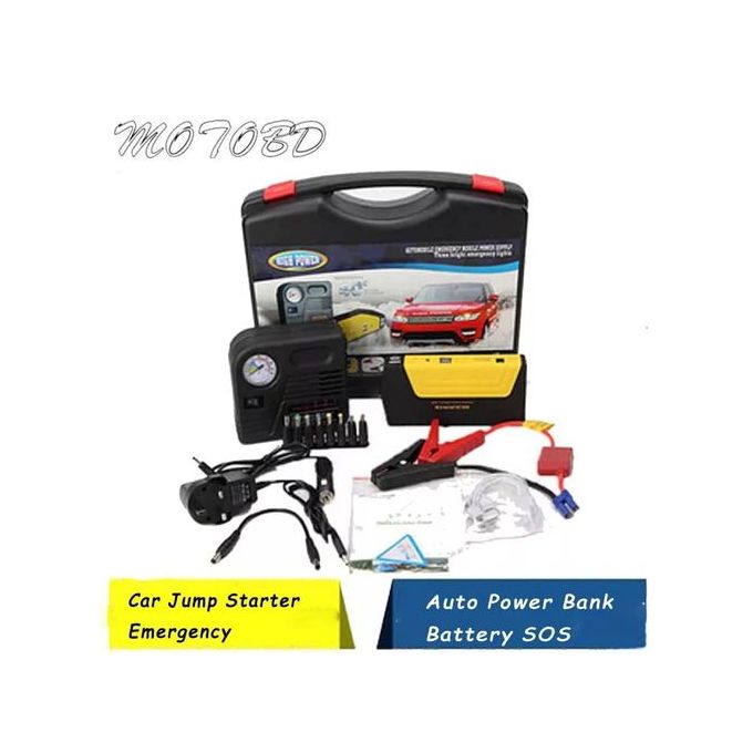 High Power Emergency Combined Car Jump Starter Kit - Black And Red