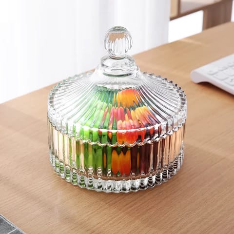 kitchen 300ml/10oz Glass Candy Dish with Lid