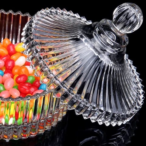kitchen 300ml/10oz Glass Candy Dish with Lid