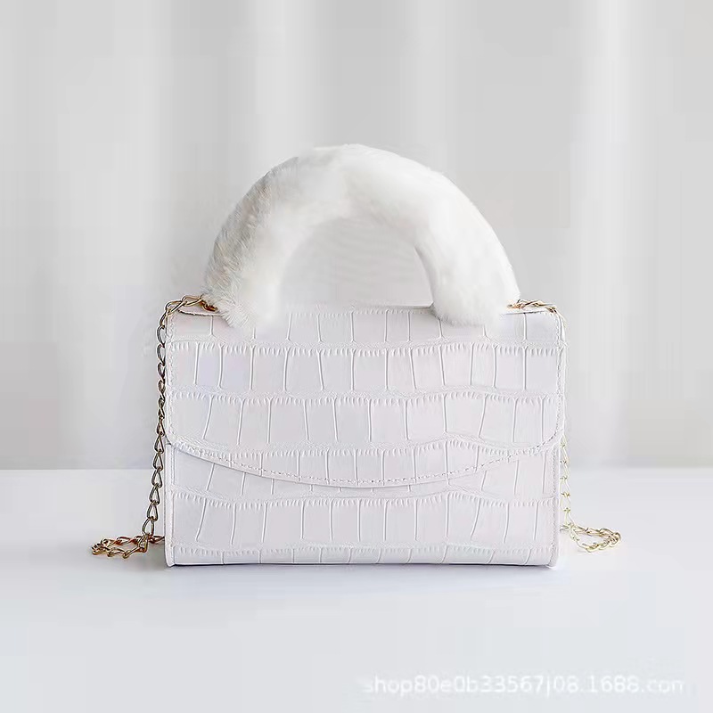 Fashion handbag small sling bags female stone grain small square bags for lady gift White as pictureWhite,as picture