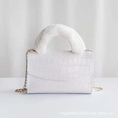 Fashion handbag small sling bags female stone grain small square bags for lady gift White as picture