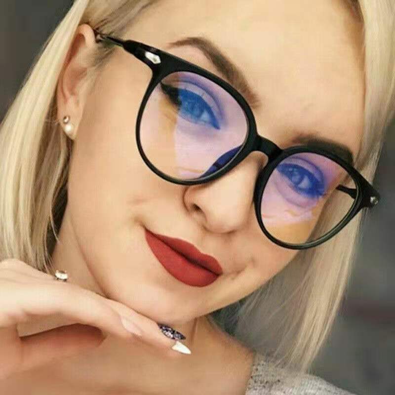 New men and women gift art retro flat mirror Anti blue light headlamp glasses round frame eyeglasses