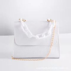 Multifunction ladies sling bags Elegant fashion black pink white durable chain shoulder handbags for women gift White Refer size info