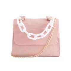 Multifunction ladies sling bags Elegant fashion black pink white durable chain shoulder handbags for women gift Pink Refer size info