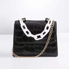 Multifunction ladies sling bags Elegant fashion black pink white durable chain shoulder handbags for women gift Black Refer size info