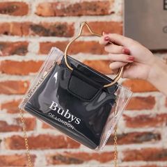 Small sling bags women chain cross body transparent handbags for ladies gift Black 17*7*13cm