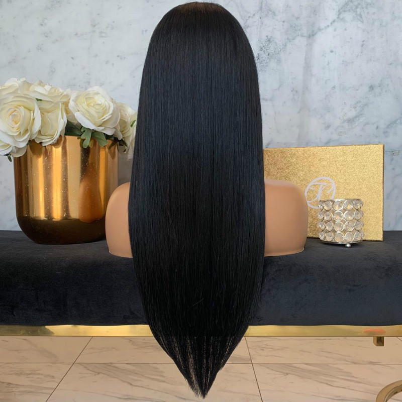 Fashion long straight hair neat bangs temperament trim face long hair female synthetic hair for women gift