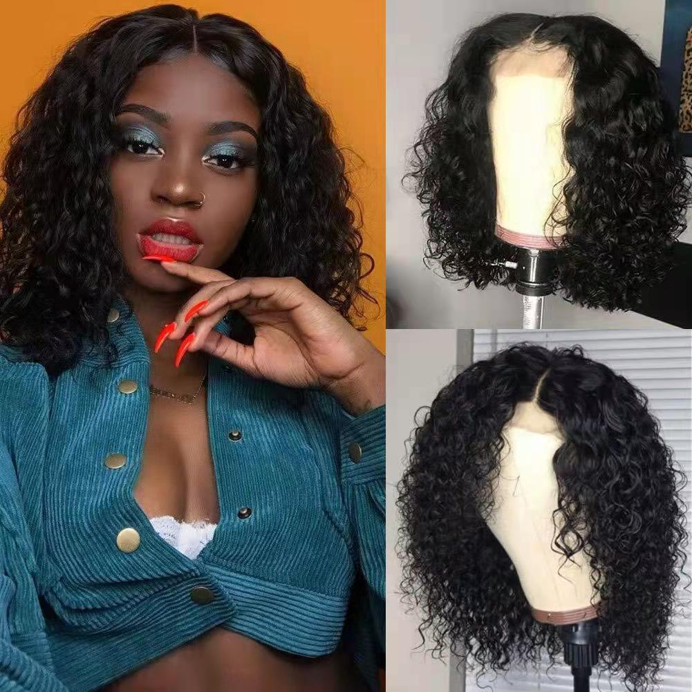 Wig small curly hair synthetic natural short curly black wigs for lady  gift