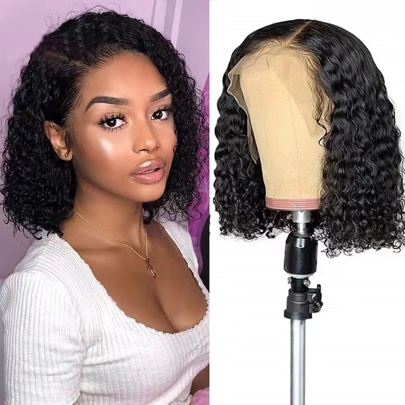 Wig small curly hair synthetic natural short curly black wigs for lady  gift