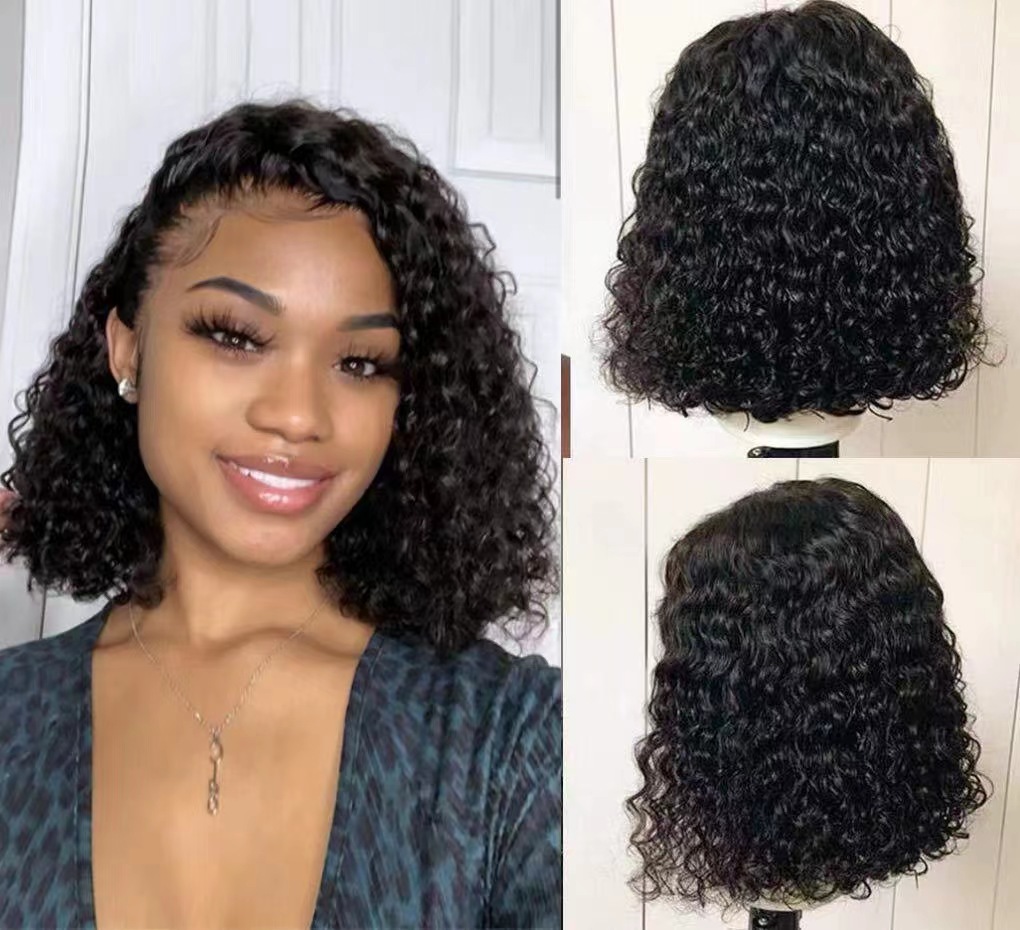 Wig small curly hair synthetic natural short curly black wigs for lady  gift