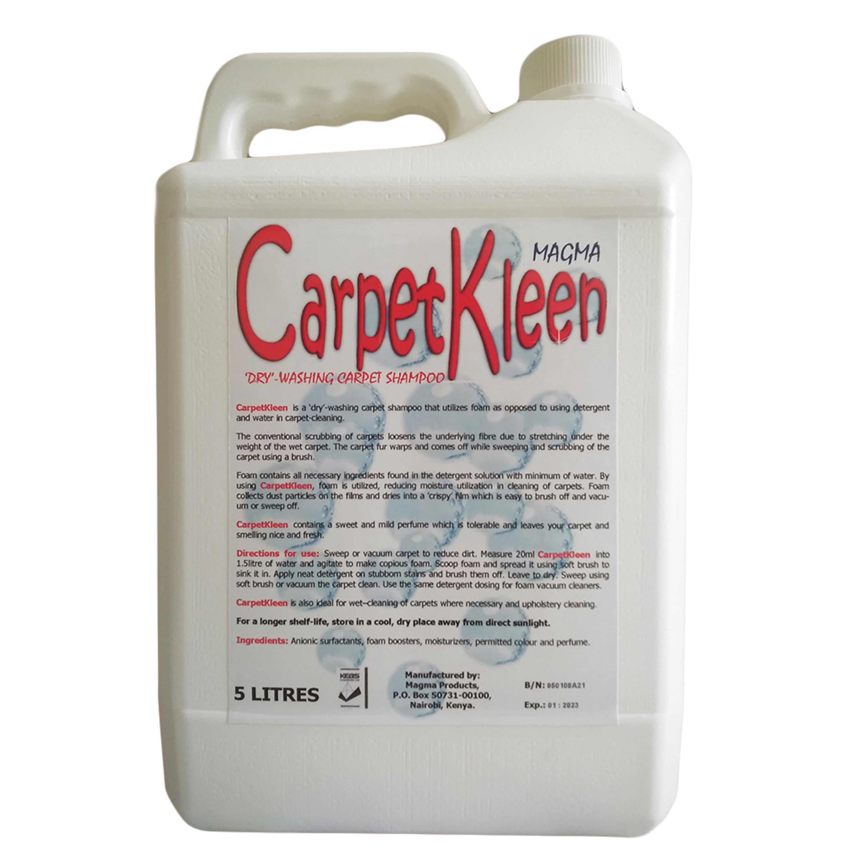 CarpetKleen-Carpet and Upholstery Shampoo, 5 Litres