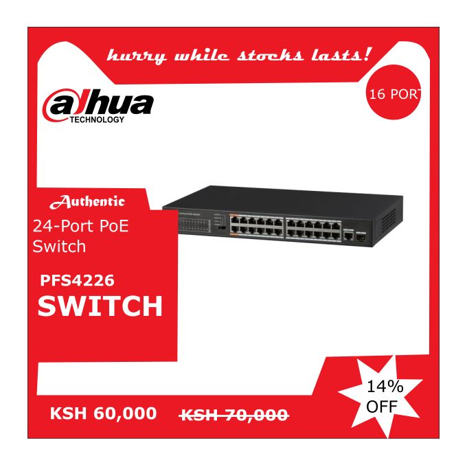 Dahua 24-Port PoE Switch (DH-PFS4226-24GT-360) Cctv