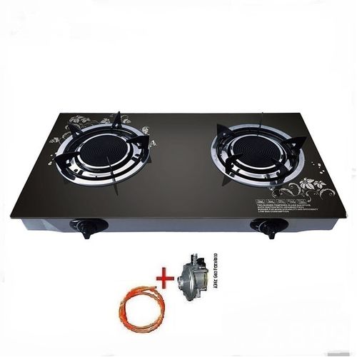 kitchen AILYONS 2 Burner - Glass Top And Infrared Gas Stove - Pipe + Reglt