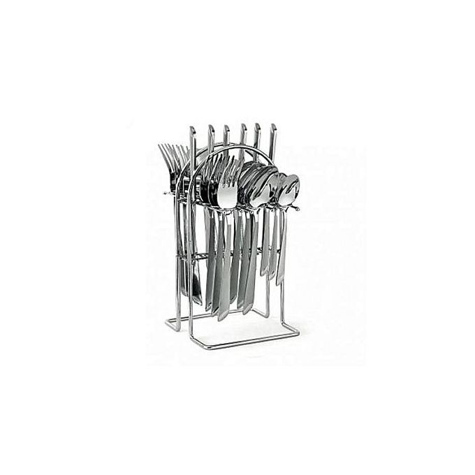 24 Pcs Stainless Steel Cutlery Set Cutlery + Rack .