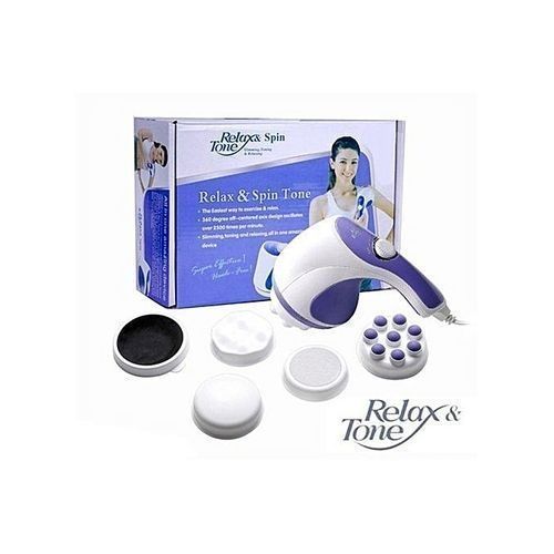Relax &amp; Tone Spin Body Massager With 5 Headers Relax Spin Tone Slimming - White &amp; Purple