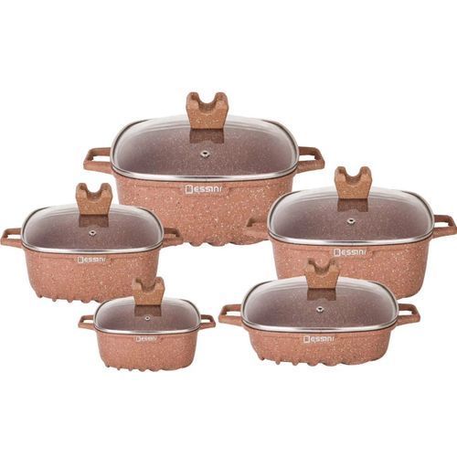 Dessini 10pc Heavy Gauge Granite Cooking Pots Cookware Set