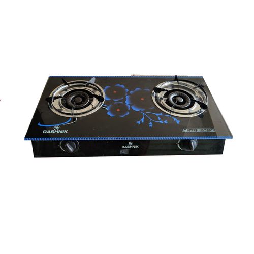 kitchen Rashnik RN-1511 Glass Table Top Double Burner Gas Stove