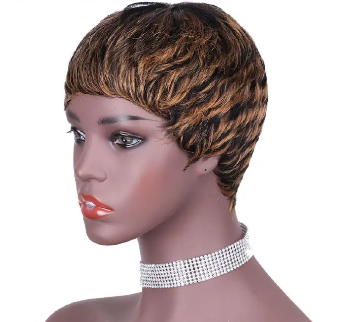 Afro Wigs Women Fashion Short rolls Hair wig Cosply Daily  Party Wigs Black Brown Human Real Wigs