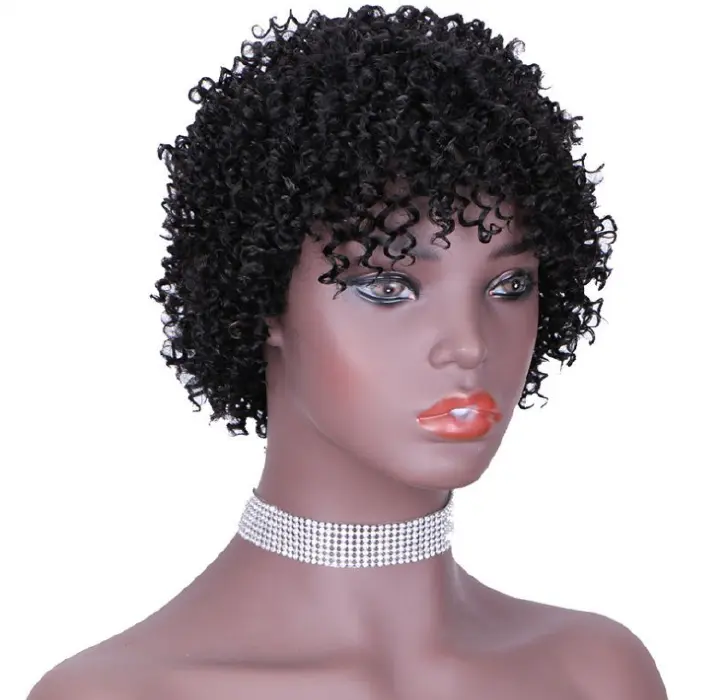 Afro Wigs Women Fashion Short rolls Hair wig Cosply Daily  Party Wigs Black  Human Real Wigs