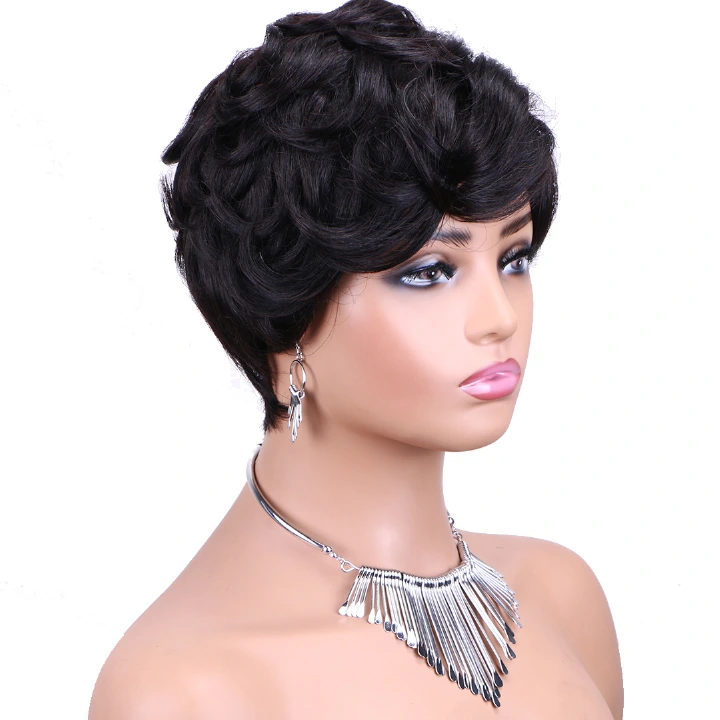 Afro Wigs Women Fashion Short rolls Hair wig Cosply Daily  Party Wigs Black Brown Golden Human Real Wigs