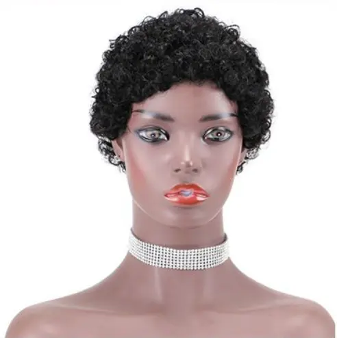 Afro Wigs Women Fashion Short rolls Hair wig Cosply Daily  Party Wigs Black Gold Human Real Wigs