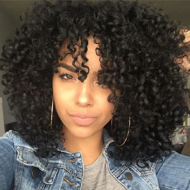 Afro Wigs Women Fashion Long rolls Hair wig Cosply Daily  Party Wigs Light Black