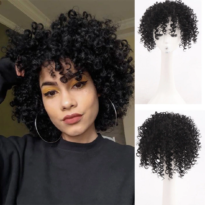 Afro Wigs Women Fashion Long rolls Hair wig Cosply Daily  Party Wigs Black