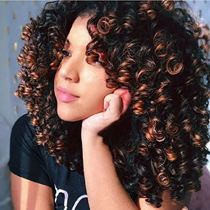 Afro Wigs Women Fashion Long rolls Hair wig Cosply Daily  Party Wigs Gold