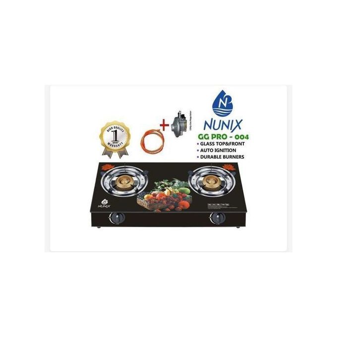 Nunix GG PRO-004 2Burner Cooker + Free Cable + 6kg Regulator