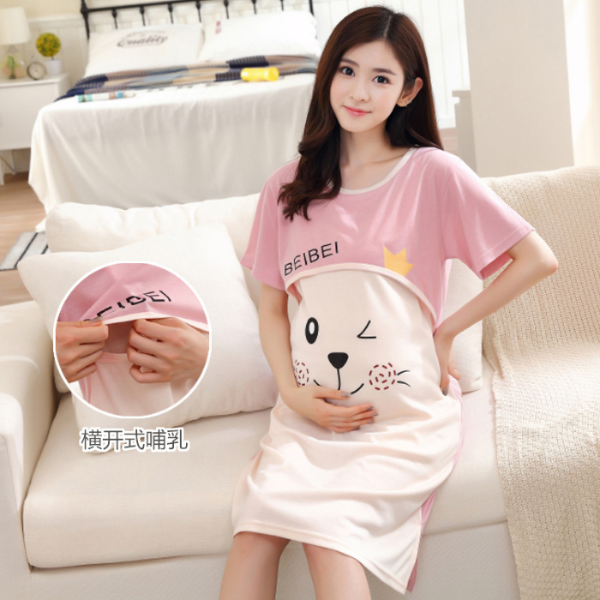 Summer Maternity Breastfeed Nursing Nightgowns Room Wear Nightie Mothers Nightwear Breast Dresses
